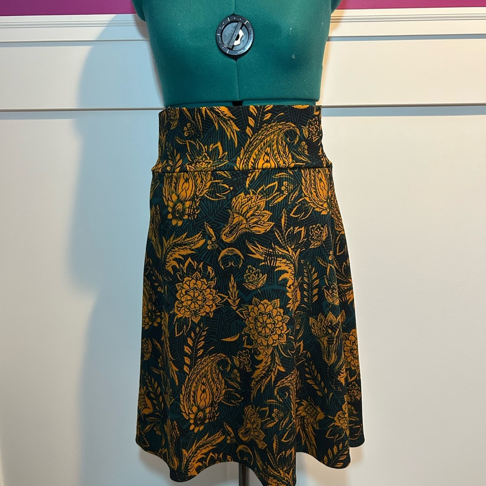 LuLaRoe A-Line Skirt - Black and Gold Floral